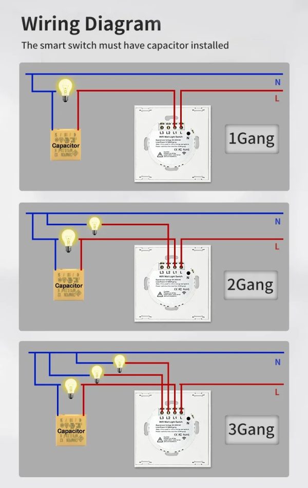 Tuya Wi-Fi Touch Switch 1 gang - black - Image 3