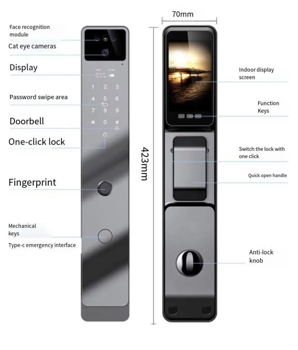 Smart Lock -3D face Recognition with Video Intercom-T4 - Image 3